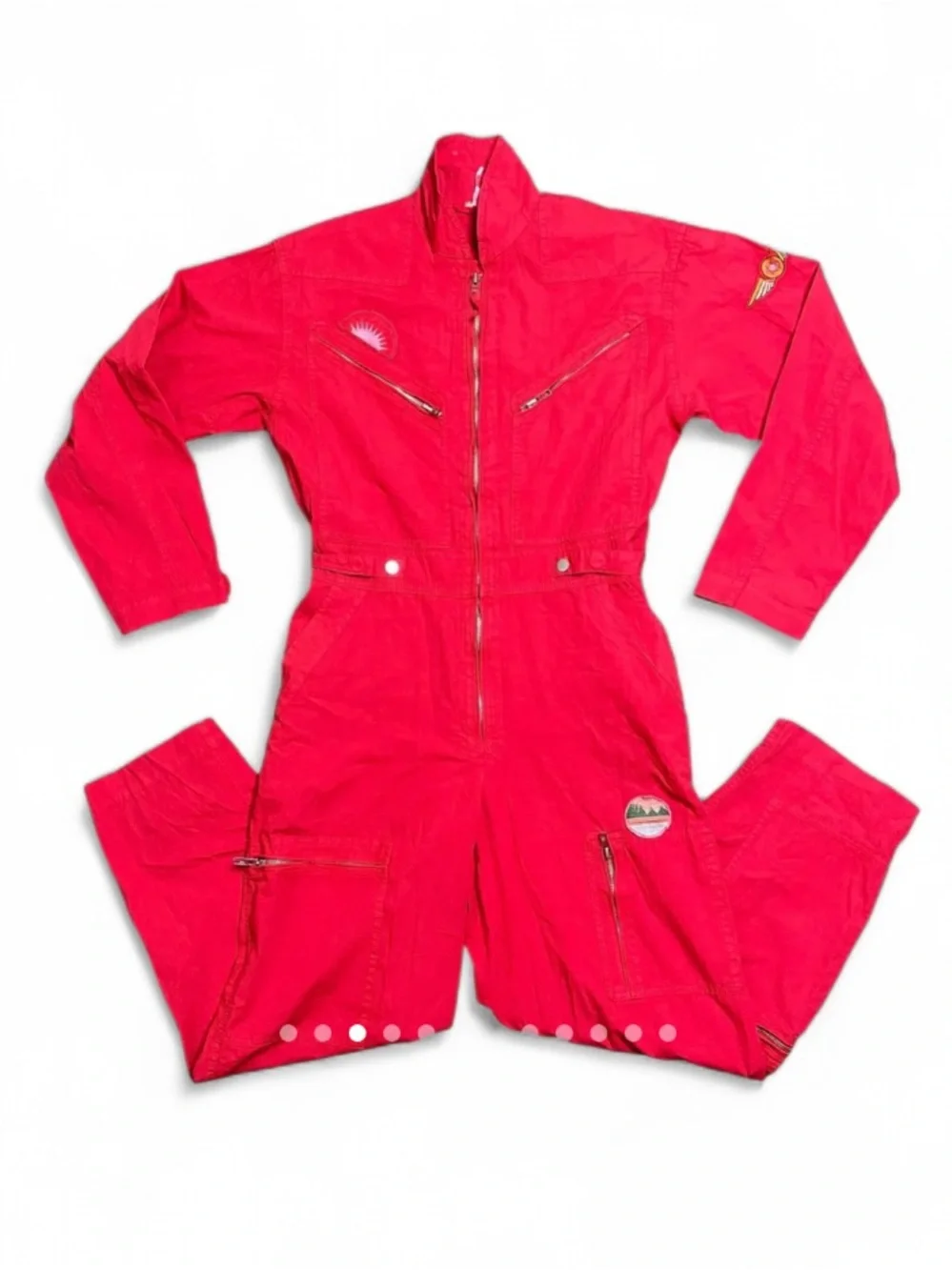 RARE Free People Lena Flight Utility Jumpsuit Red - Picture 3 of 10
